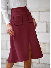 Frayed Suede A-line Split Hem Skirts