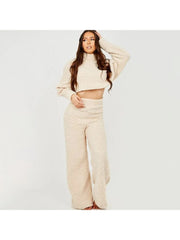 Lambwool Fluff Mock Neck Cropped Pant Sets