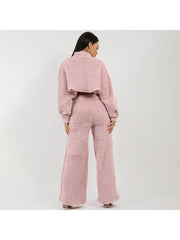 Lambwool Fluff Mock Neck Cropped Pant Sets