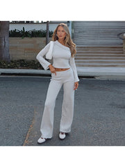 Solid Color One-shoulder Baggy Pant Sets