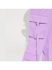 Solid Color Mid-rise Cargo Pants