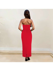 Strapless High Rise Split Hem Maxi Dress