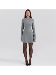 Plain Color A-line High Rise Mini Dress