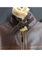 Casual Fake Fur PU Patchwork Zipper Men Short Coats