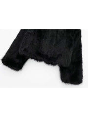 Fluffy Fake Fur Lapel Long Sleeve Short Coats