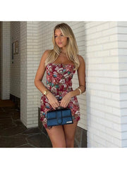 Floral Jacquard Weave Strapless Mini Dress