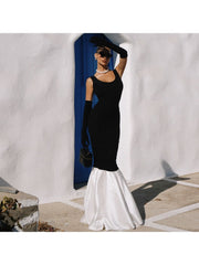 Colorblock Sleeveless Mermaid Maxi Dress