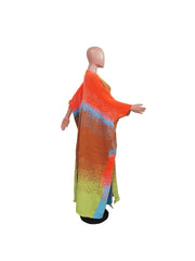 Contrast Color Knitting Long Coats Shawl