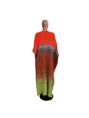 Contrast Color Knitting Long Coats Shawl