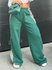 Contrast Color Loose Wide Leg Pants