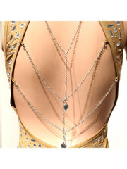 Gorgeous Hotfix Rhinestones Chain Backless Split Sleeveless Mini Dress