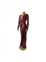 Metallic Knot Deep V Neck Ribbons Jumpsuits