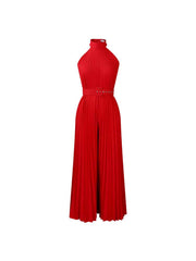 Sleeveless Ruched Wide Leg Jumpsuits With Belt