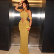 Sexy Halter Hollow Out Sleeveless Maxi Dress