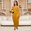 Fringe Backless Spaghetti Straps Maxi Dress