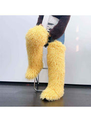 Fluffy Plain Color Fur Over-the-Knee Boots