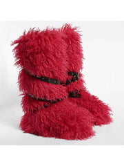 Fluffy Rivet Belt Buckle Fur Snow Boots
