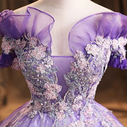 Purple Tulle Quinceañera Ball Gown