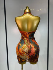Kiara sexy halter colorful diamond backless bodycon mini dress for party and festival styling