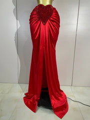 Danita two-piece outfit featuring a halter crop top and matching long maxi skirt for an elegant party look