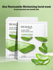 BIOAQUA Plant Facial Mask Moisturize Cucumber Blueberry Aloe Vera Seaweed Bilobed Yeast Hyaluronic Acid Niacinamide Facial Mask