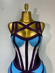 Look stunning in the Andrea bodycon patchwork mini bandage dress. Elegant party dress for birthdays, cocktail parties, date nights, and events.