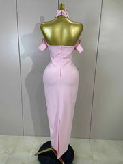 Laiza Sexy Halter Backless Flower Bandage Bodycon Maxi Dress for Women