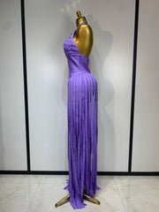 Abby sexy backless tassel purple black bodycon bandage dress for birthday and cocktail party styling