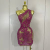 Kelly sexy one shoulder sparkly rhinestone mesh see through mini dress