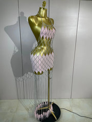 Envious Designs Charmaine sexy halter hollow out chain tassel dress for birthday and nightclub party styling