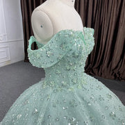 Crystal-Embellished Green Quinceañera Dress