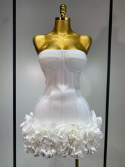 Envious Designs Mina sexy strapless backless flower embellished mini bandage dress for birthday and cocktail party styling