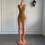 Sparkly Gold Sheer See Through Birthday Dress