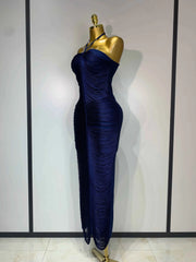 Victoria Tassel Split Halter Bodycon Evening Dress