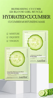 20 Pieces Natural Fruit Plant Facial Mask Sheets Moisturizing Oil-Control Blueberry Cucumber Pomegranate Fruit Aloe Face Mask