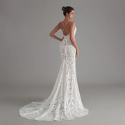 V-Neck Lace Mermaid Wedding Dress