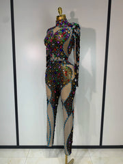 Luxury rhinestone slim bodycon jumpsuit – Hannah style.