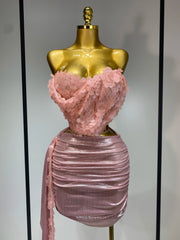 Mannequin Wearing a Sparkly Sequins Two Piece Set Birthday Outfit with Glittering Crop Top and Matching Mini Skirt, Styled for Luxe Celebrations