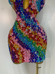 Envious Designs Miesha sexy backless hollow out shiny diamond mini dress for birthday and cocktail party styling