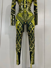 Gemini luxury shiny jumpsuit for women party night out statement outfit