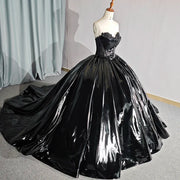 Black Strapless Sequin Quinceañera Dress