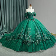 Luxury Green Organza Quinceanera Dress