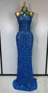 Kate Sparkly Rhinestone Backless Mesh Long Dress