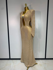 Envious Designs Milani V-neck long sleeve cutout knitted dress for evening party and nightclub styling