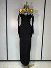Women Celebrity Sexy Diamonds Crystal Off Shoulder Maxi Long Bodycon Bandage Dress 2025 Elegant Evening Club Party Luxury Dress