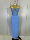 Samantha Sexy Halter Backless Shining Crystal Bodycon Long Dress