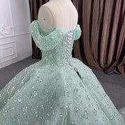 Crystal-Embellished Green Quinceañera Dress