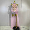 Almira Sparkly Rhinestone Pearl Mirror Mesh Long Tail Dress for Women