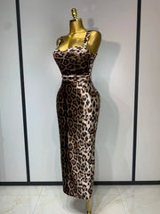 Jamila sleeveless leopard print bodycon mini dress with a form-fitting silhouette for a sexy party look.
