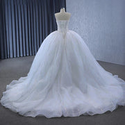 Exquisite Strapless Lace-Up Ball Gown Wedding Dress